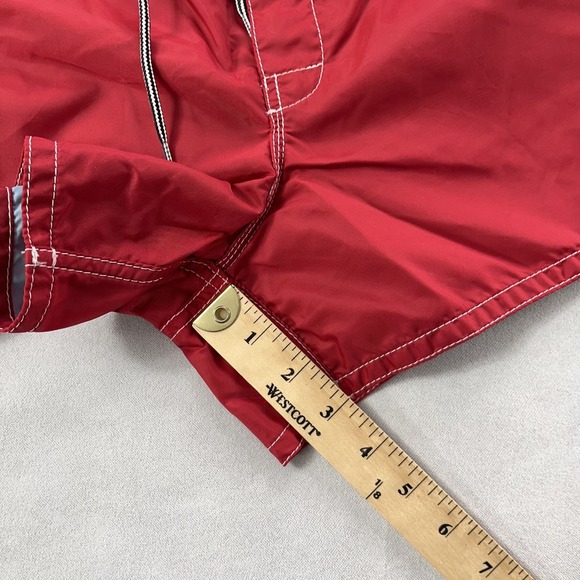 Birdwell Beach Britches Board Shorts Women 12 Red Nylon Pocket USA - Picture 11 of 12